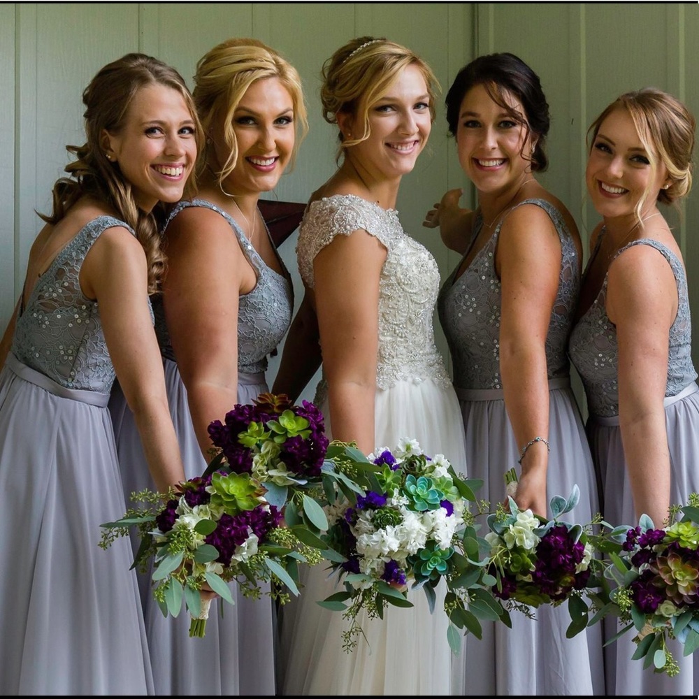 0 MoriLee 122 Lace Chiffon V-Neck Bridesmaid Gown